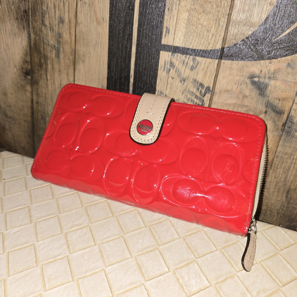 Coach Red Patent Leather Wallet